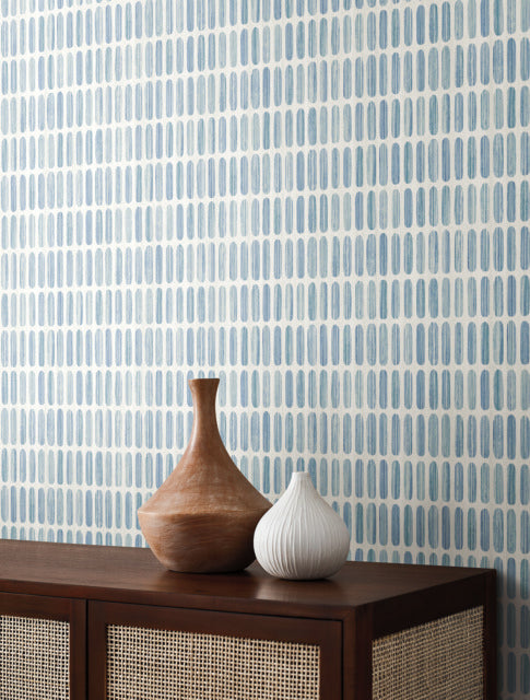 Blue Petite Pergola Wallpaper