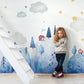 Blue Village Mountains Mural