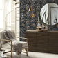 Black & Multi Shimmering Foliage Wallpaper Shimmering Foliage