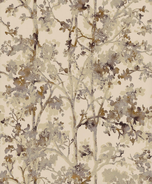 Khaki & Multi Shimmering Foliage Wallpaper Shimmering Foliage
