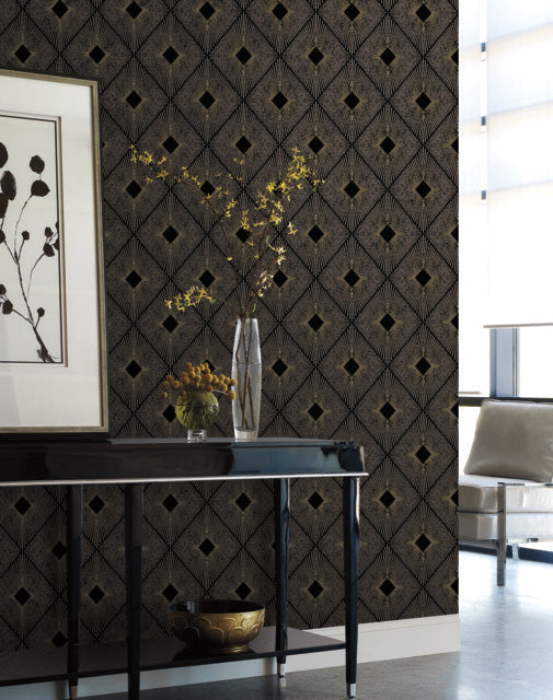 Black & Gold Harlowe Wallpaper Harlowe