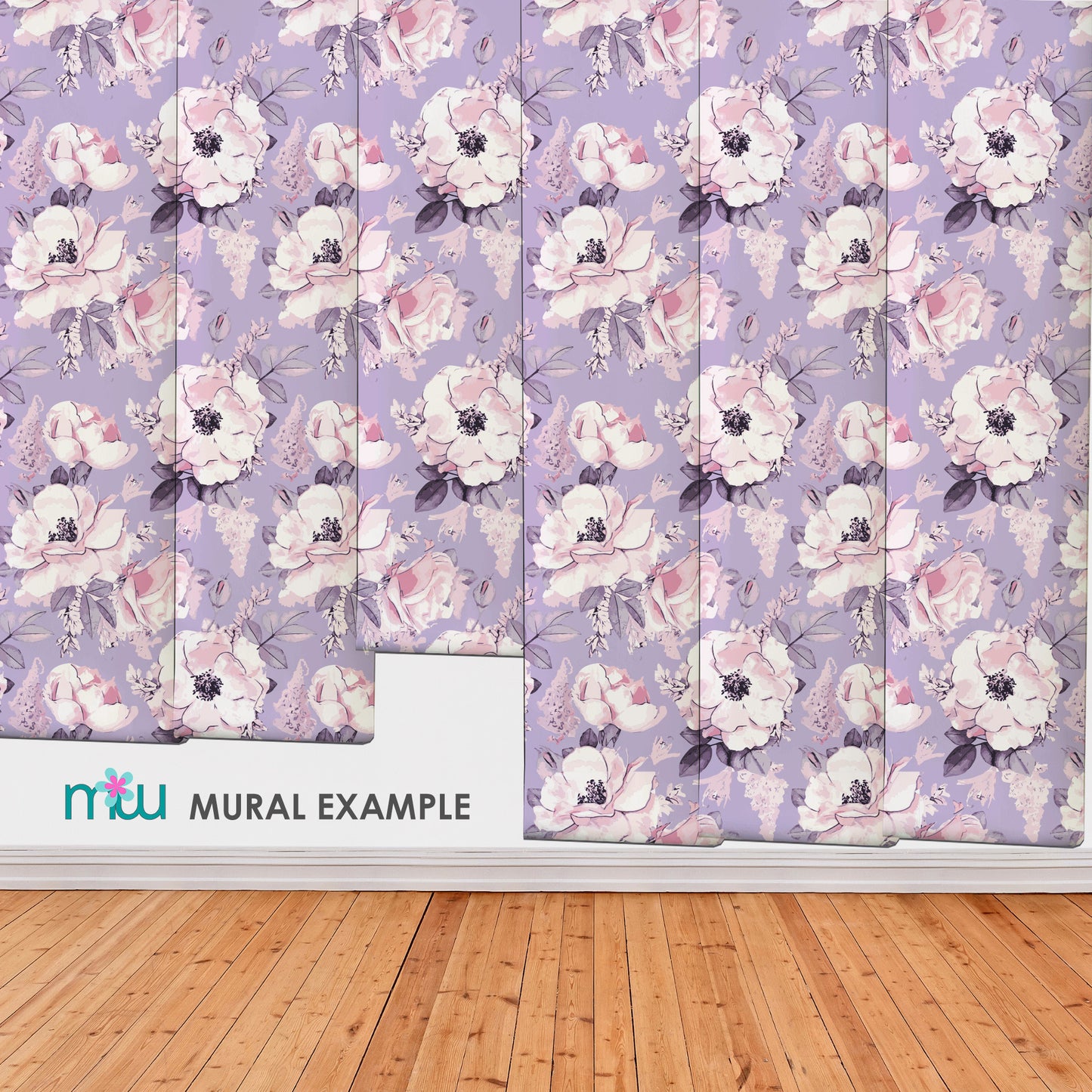 Nursery Floral Violet Rose Mural