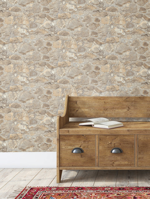 Tan/Gray Field Stone Wallpaper