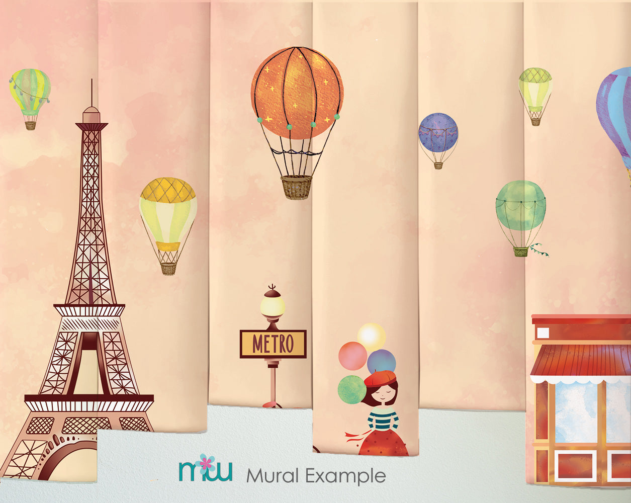 Peach Eiffel Tower Mural