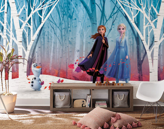 Blue/Purple/Red Disney Frozen 2 Woodland Tree Peel And Stick Mural