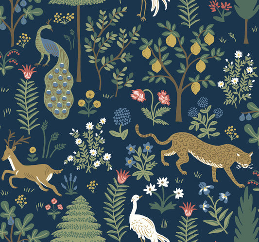 Blue/Brown Menagerie Wallpaper