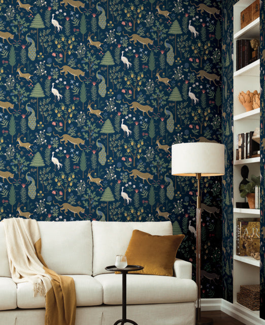 Blue/Brown Menagerie Wallpaper
