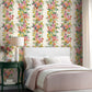 White/DarkPink Garden Party Trellis Wallpaper