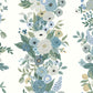 White/Blue Garden Party Trellis Wallpaper