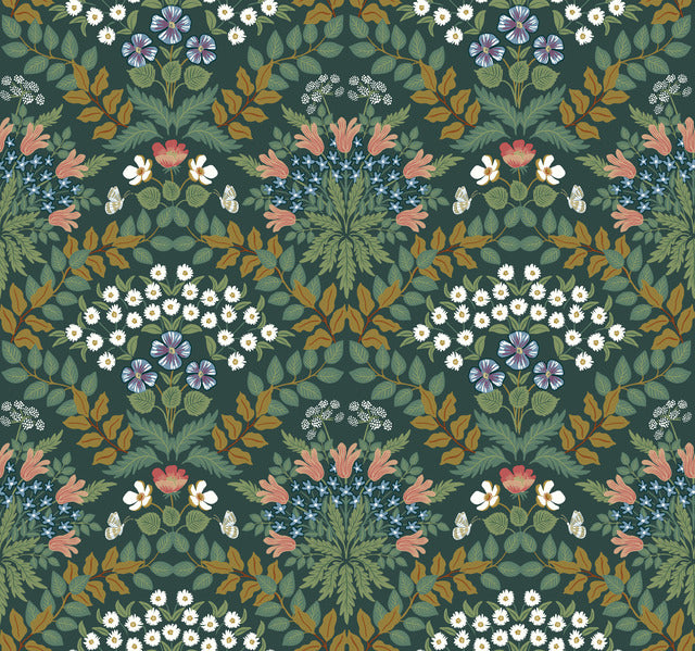 Green/Gold Bramble Wallpaper