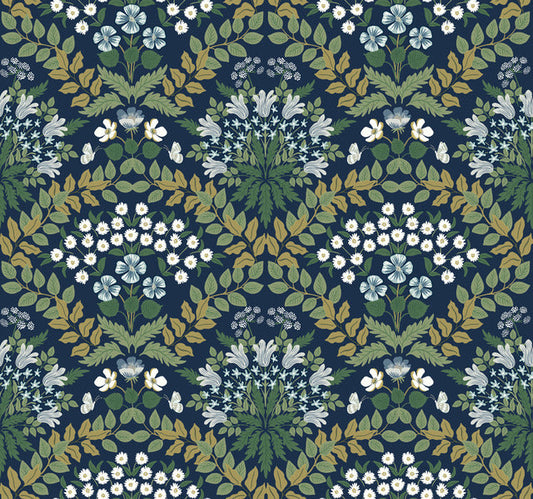 NavyBlue/Green Bramble Wallpaper