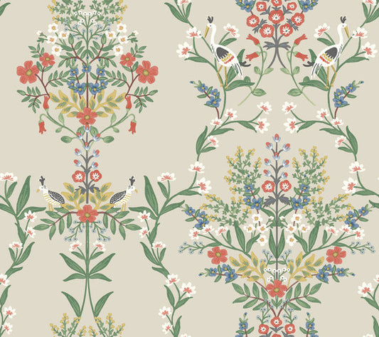 Beige/Red Luxembourg Wallpaper