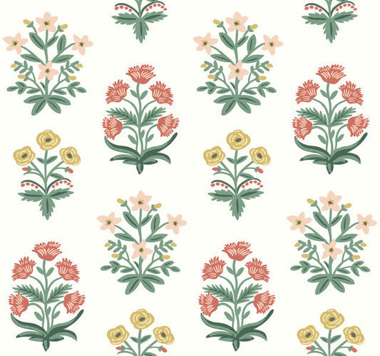 White/Pink Mughal Rose Wallpaper