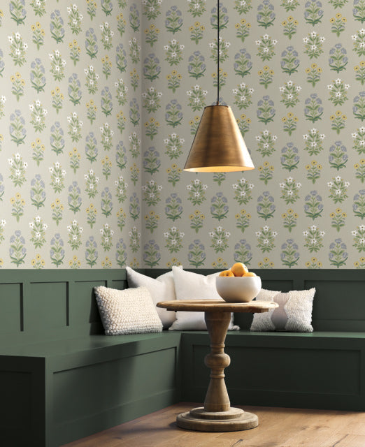 Beige/Purple Mughal Rose Wallpaper