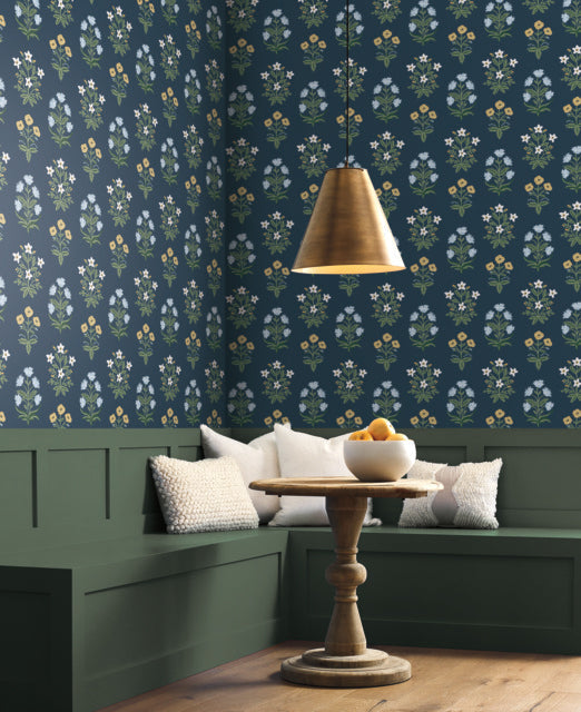 Blue/Purple Mughal Rose Wallpaper
