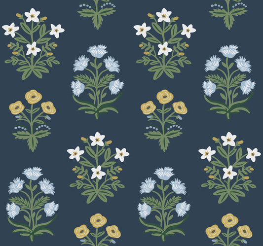 Blue/Purple Mughal Rose Wallpaper
