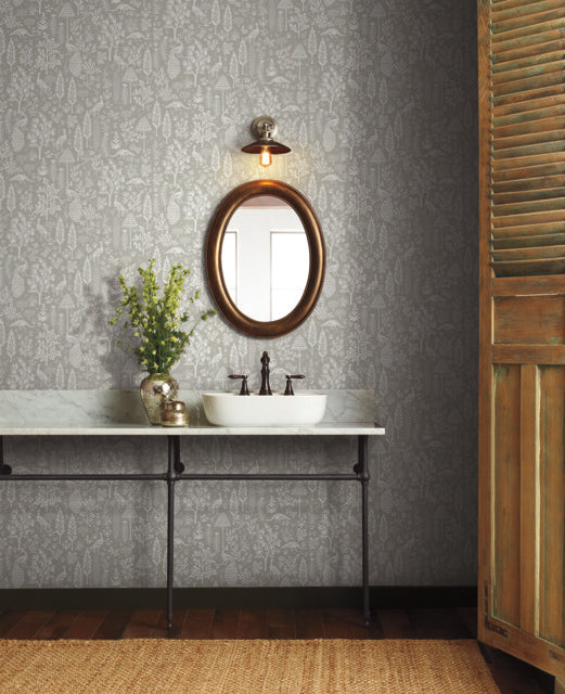 Black Menagerie Toile Wallpaper