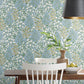 Blue/White Wildwood Garden Wallpaper