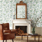 White/Green Cornflower Wallpaper