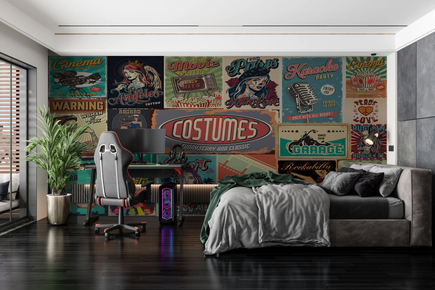 Collage Retro Wallpaper Mural