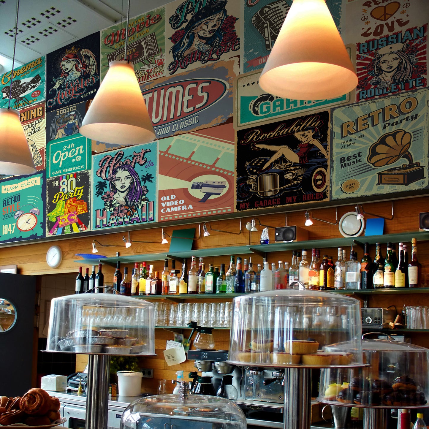 Collage Retro Wallpaper Mural