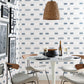 Blue/White Dashing Stripe Wallpaper