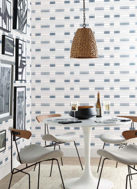 Blue/White Dashing Stripe Wallpaper