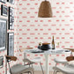 Red Coral/White Dashing Stripe Wallpaper
