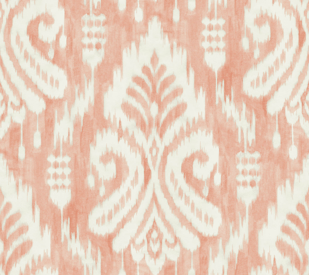 Coral Hawthorne Ikat Wallpaper