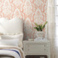 Coral Hawthorne Ikat Wallpaper