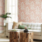 Coral Hawthorne Ikat Wallpaper