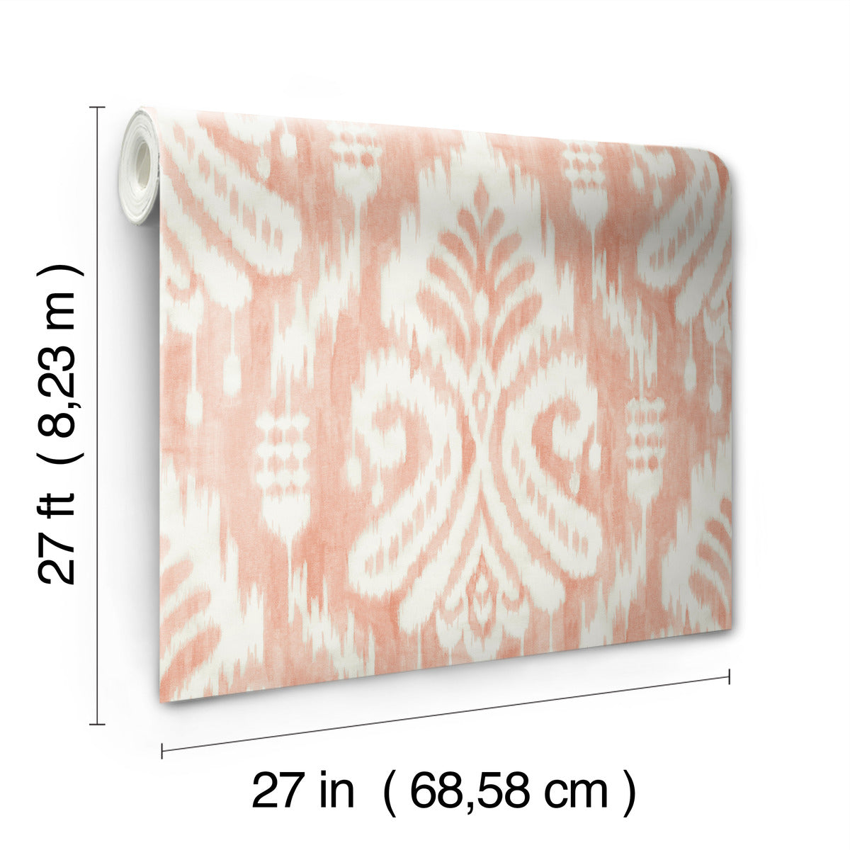 Coral Hawthorne Ikat Wallpaper