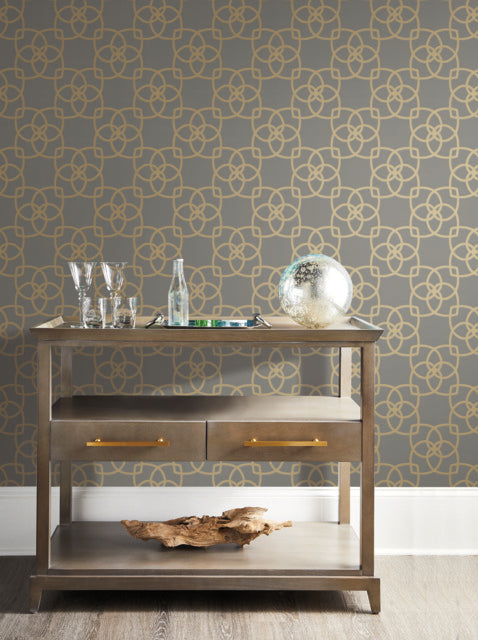 Gray/Gold Serendipity Wallpaper