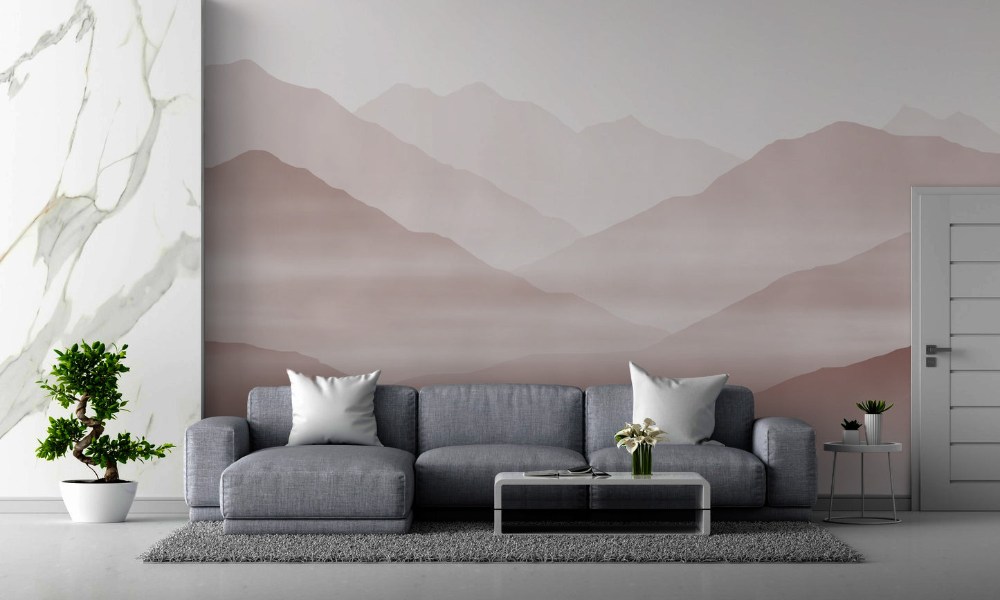 Blush Watercolor Mountain Mural
