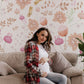 Pink and Gold Floral wallpaper Mural