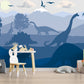 Dinosaur wallpaper mural Blue