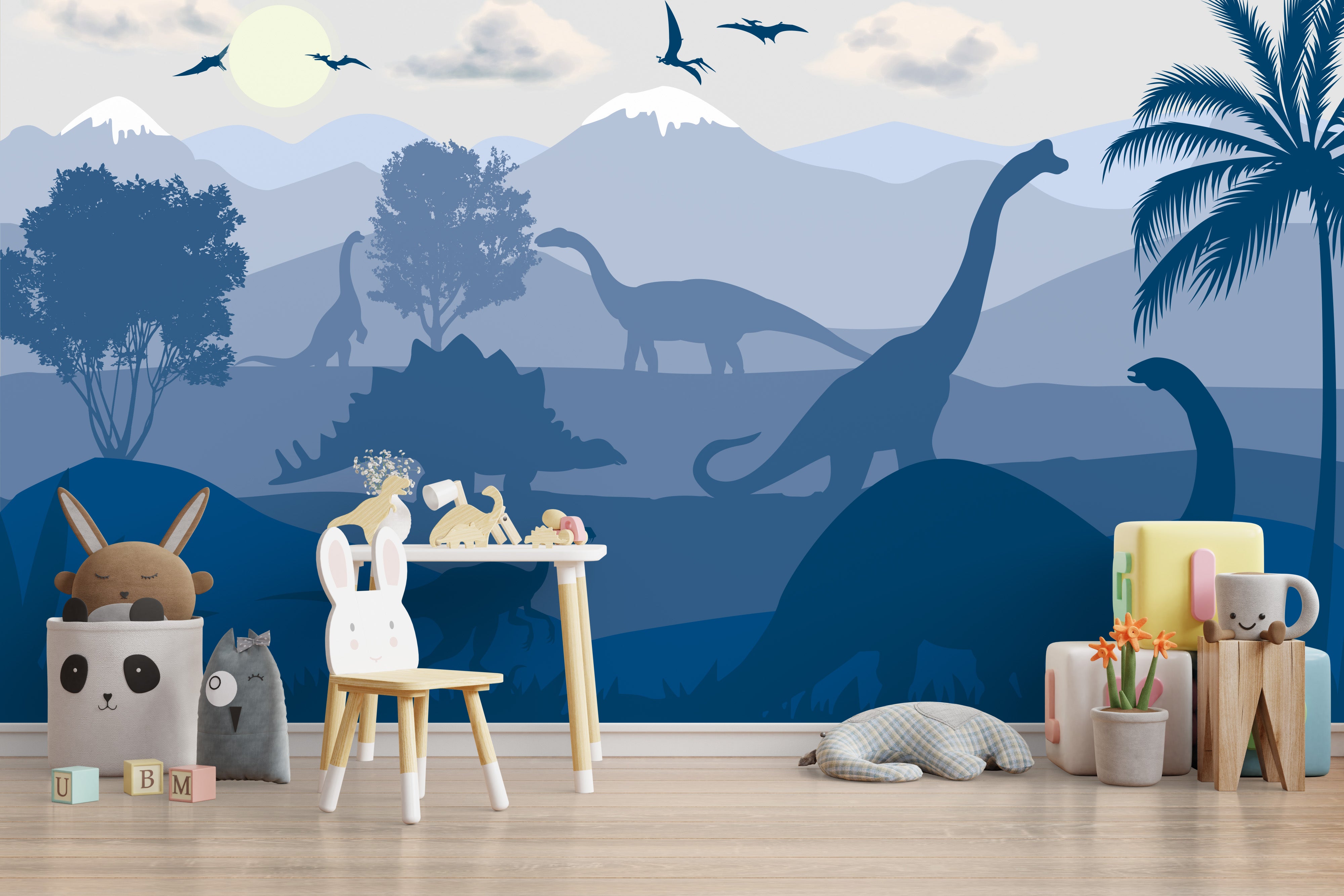 Dinosaur wallpaper mural Blue – It's my wall