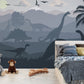 Dinosaur wallpaper mural Gray
