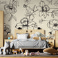 Black and white Floral wallpaper Mural