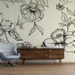 Black and white Floral wallpaper Mural