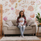 Pink and Gold Floral wallpaper Mural