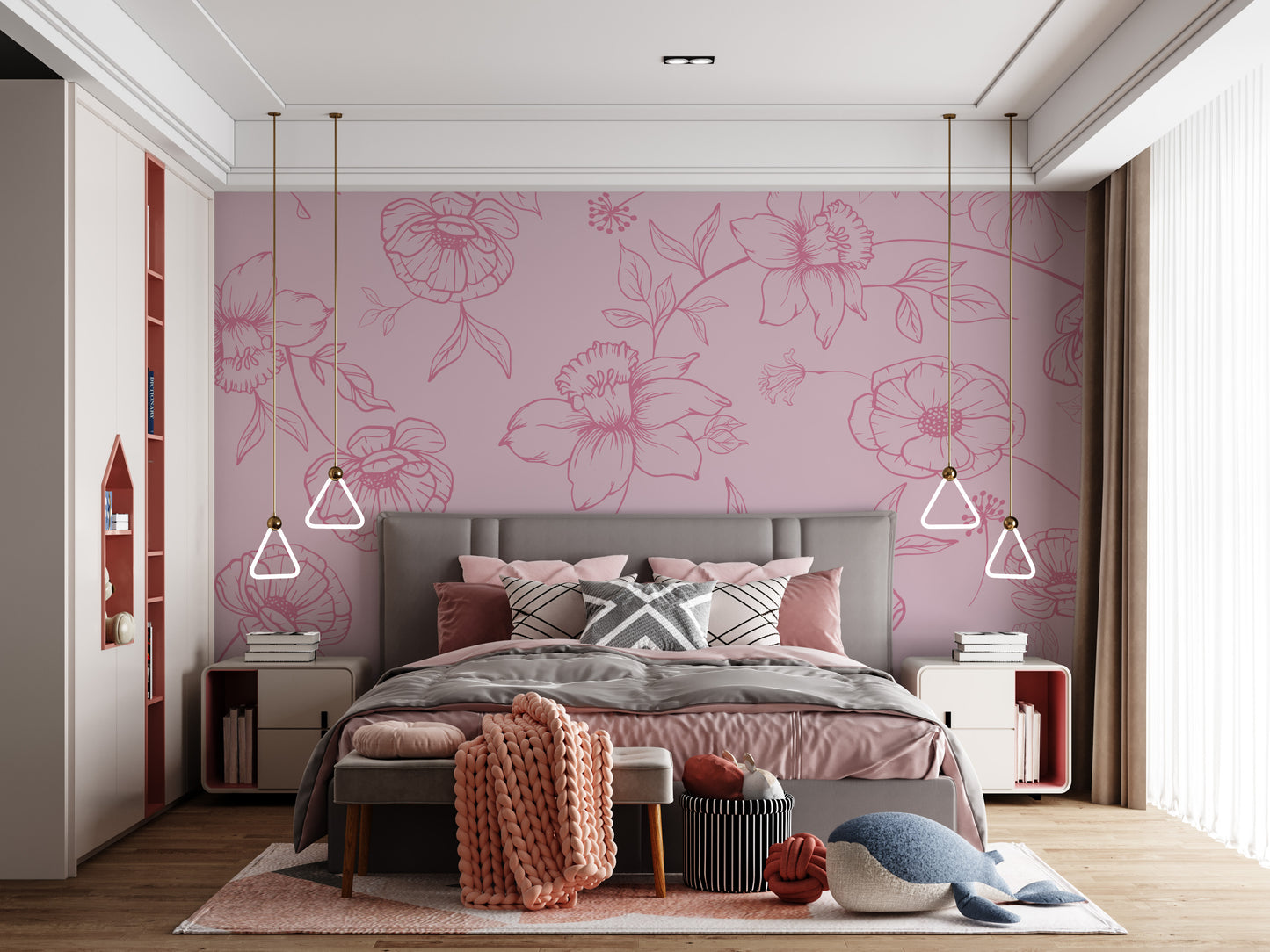 Light Pink Floral wallpaper Mural