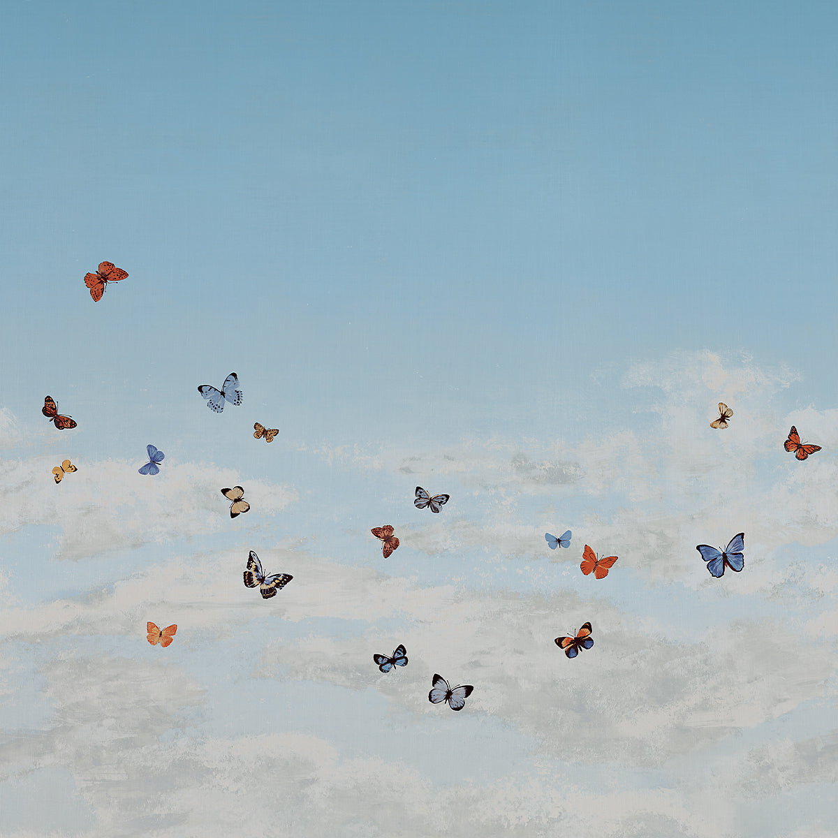Butterfly Sky - Marine Blue on Cotton Canvas Linen 9668