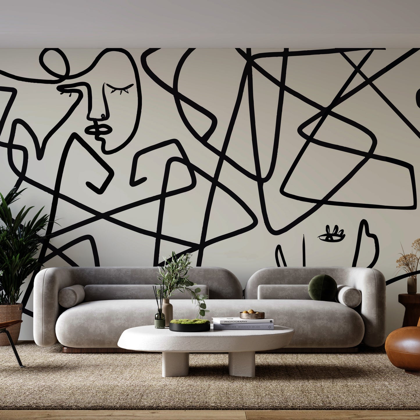 Abstract Black and White wallpaper Mural