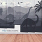 Dinosaur wallpaper mural Gray
