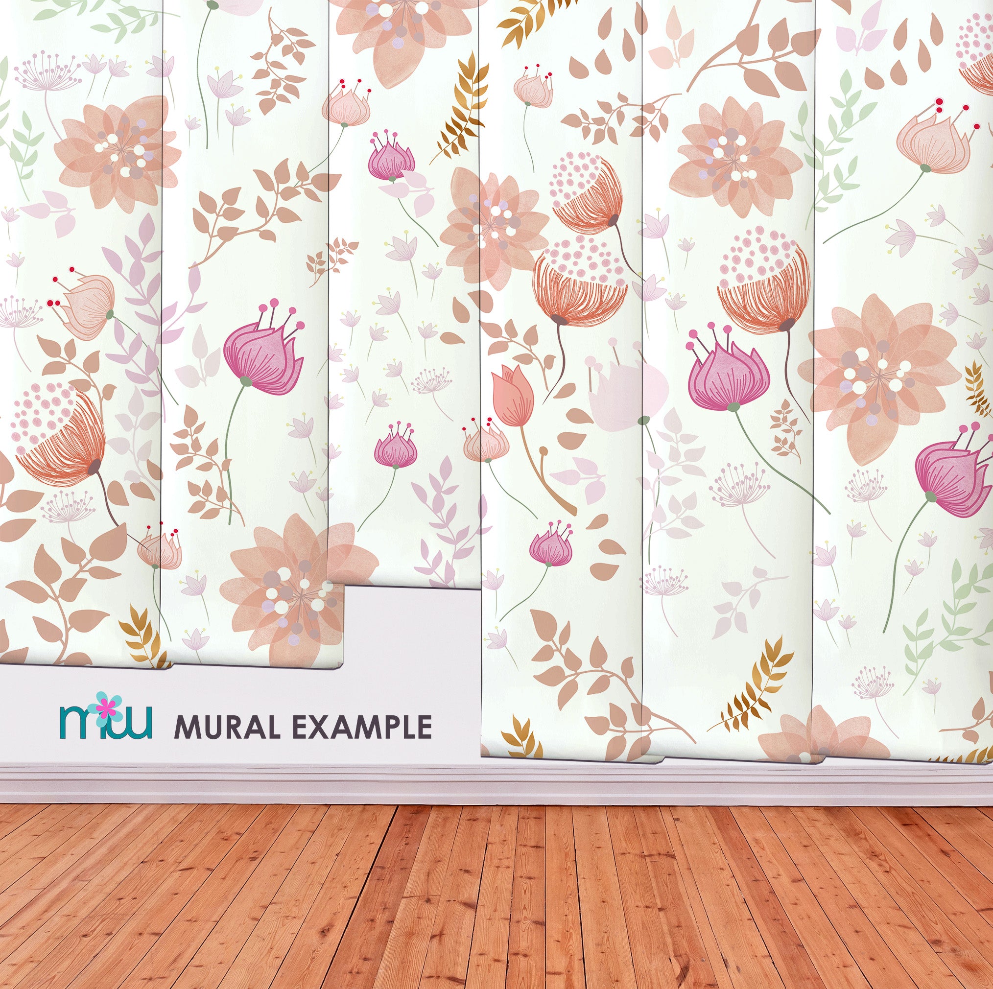 Pink and Gold Floral wallpaper Mural – It's my wall