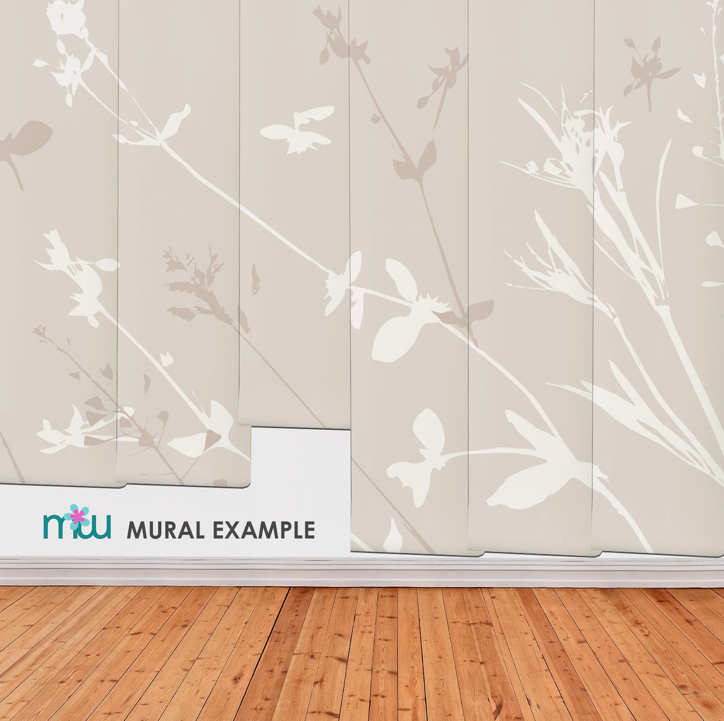 Beige Flowers Mural