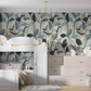 Teal and Blue Botanical wallpaper
